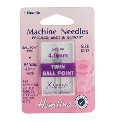 Hemline Machine Needles: Twin Universal - Ballpoint