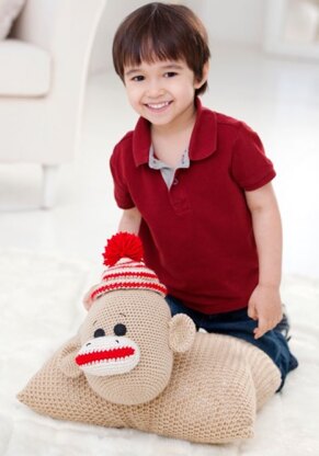 Sock Monkey Pillow Pal in Red Heart Super Saver Economy Solids - LW2510