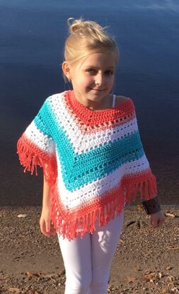 Colorful Boho Poncho for Kids Crochet Pattern