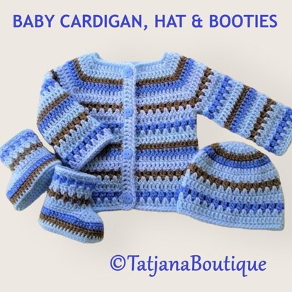 Pattern Baby Cardigan, Hat and Booties