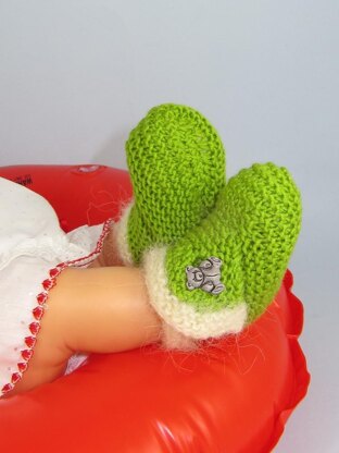 Baby Fur Trim Teddy Button Booties (Bootees)