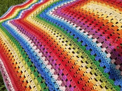 Rainbow Squared  Baby Blanket - Crochet pattern