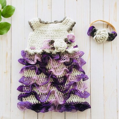 Crochet Baby Ruffled Dress and Headband