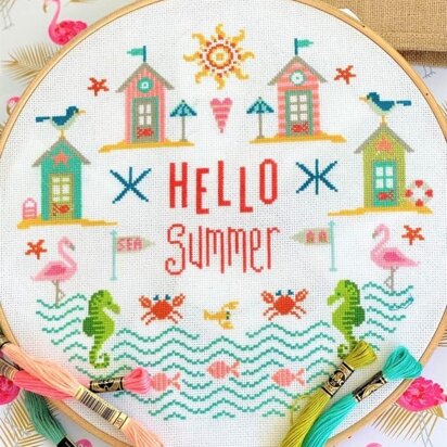Historical Sampler Company Hello Summer Cross Stitch Kit - 28cm x 28cm