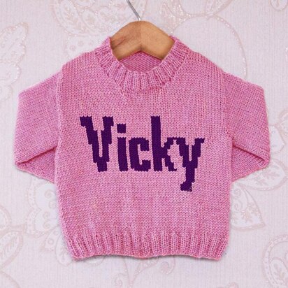 Intarsia - Vicky Moniker Chart - Childrens Sweater