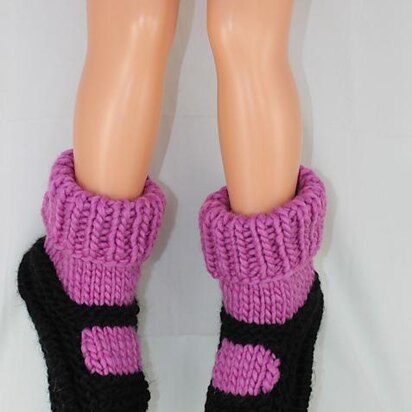 Childrens Superfast Rib Cuff Sock Slippers - knitting pattern