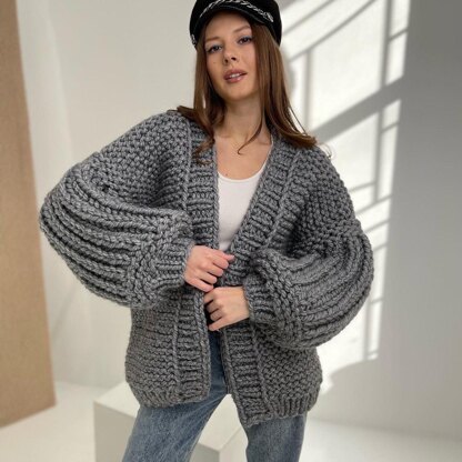 Chunky knit Balloon Sleeve Cardigan