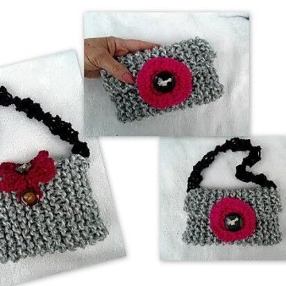 894 Two little purses- Two knit flowers