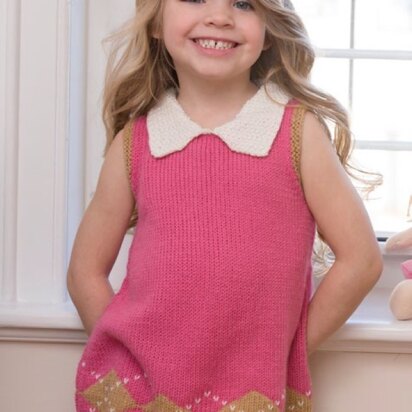 Sweet Argyle Dress in Red Heart Anne Geddes Baby - LW4157