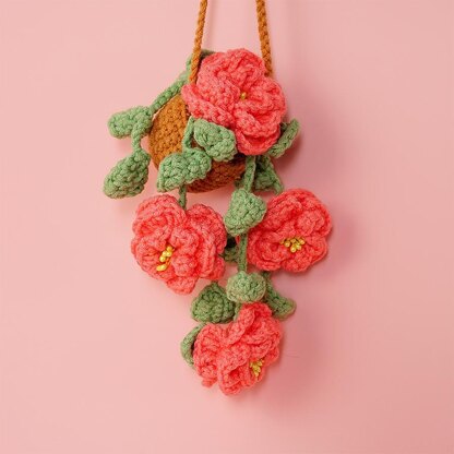 Peony Flower Basket Car Hanging