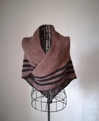 Outlander inspired Claire brown shawl with black stripes