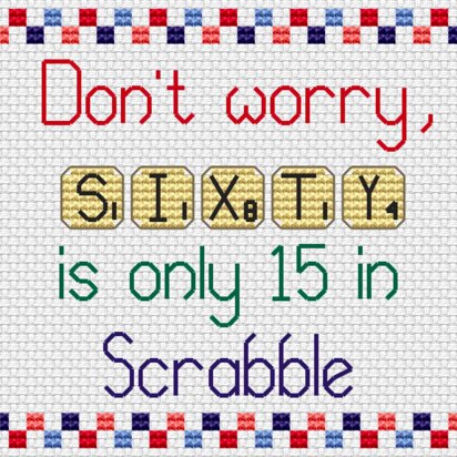 Scrabble 60 Cross Stitch PDF Pattern