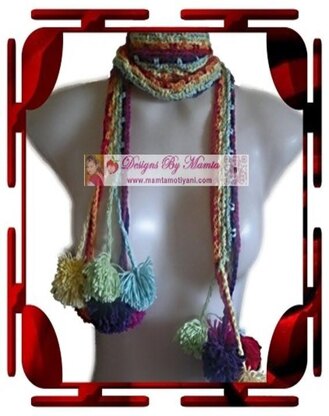 Hippie Chic Scarf Pattern With Pom Poms Rainbow Infinity