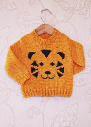 Intarsia - Tiger Face Chart - Childrens Sweater
