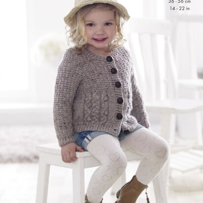 Cardigan and Slipover in King Cole Big Value Aran - 4919 - Downloadable PDF