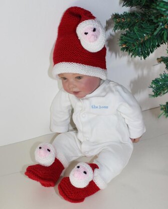 Baby Santa Head Hat and Booties