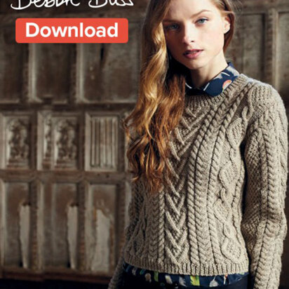 "Cable Panelled Sweater" - Sweater Knitting Pattern in Debbie Bliss Blue Faced Leicester Aran