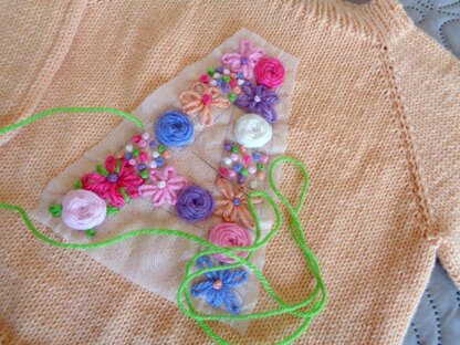 Floral Initial Embroidery Knitting Baby Sweater