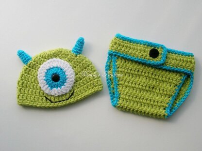 Baby Monster Hat and Diaper Cover