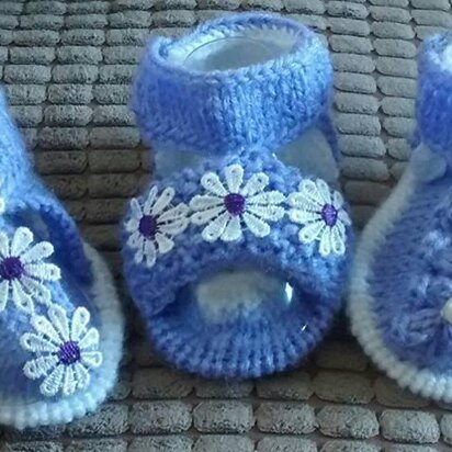 Lilac Sandals set of 3 designs 0-6mths