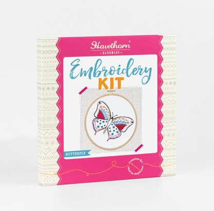 Hawthorn Handmade Butterfly Contemporary Printed Embroidery Kit - 12 x 15cm