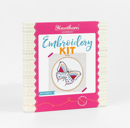 Hawthorn Handmade Butterfly Contemporary Embroidery Kit - 12 x 15cm