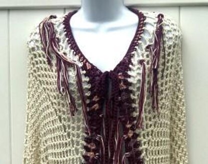 Tribal Open Poncho With Sleeves