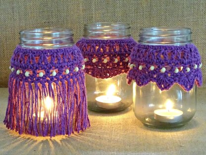 Crochet Beaded Candle Cozies