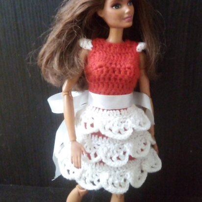 Ruffled Rose Doll Dress Crochet Pattern