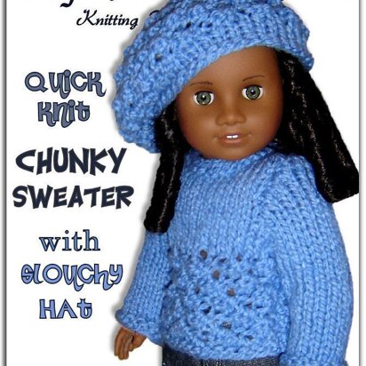 Doll Sweater and Slouchy Hat. Fits American Girl, 18 inch. Gotz, PDF, AG, 043