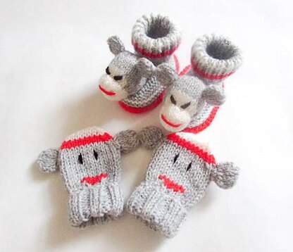 Monkey Baby Booties and Mittens