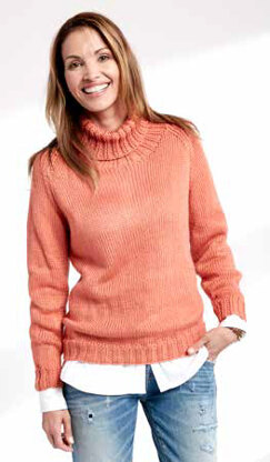 Adult's Knit Turtle Neck Pullover in Caron Simply Soft - Downloadable PDF