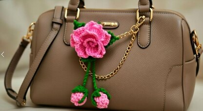 3D Crochet Flower Bag Charm & Keychain Pattern (PDF + Video Tutorial)