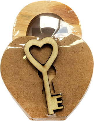 Foundations Decor Interchangeable "O" Wood Shape - February - Lock & Key, 4.5"X5.75"