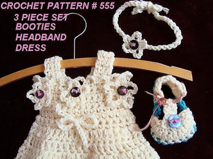 555, Girl's Sundress or Jumper, Picot Edge with Straps
