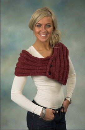 Long Buttoned Cowl in Plymouth Taria Tweed - F409