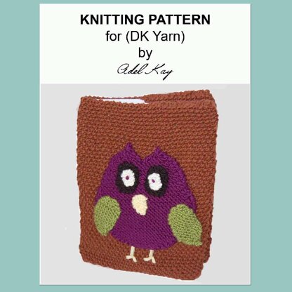 Bertie Bird Animal Owl Note Writing Book Cover Holder DK Yarn Knitting Pattern by Adel Kay