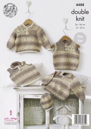 Sweaters, Slipovers & Hat in King Cole Drifter For Baby DK - 4488 - Downloadable PDF