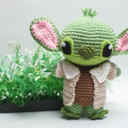 Baby Yoda Stitch amigurumi crochet doll