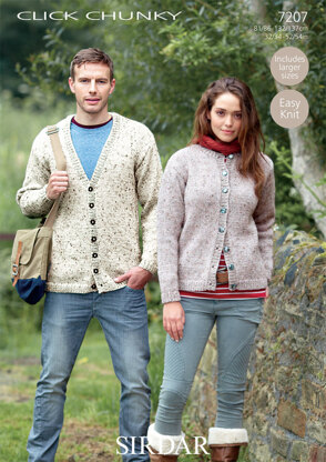 Round Neck and V Neck Cardigans in Sirdar Click Chunky - 7207 - Downloadable PDF