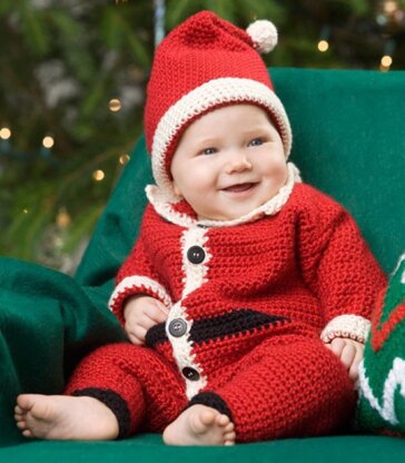Infant Santa Suit & Hat in Red Heart Soft - LW2075