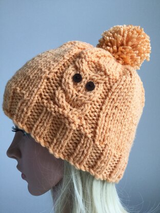 Owl pompom hat