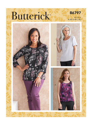 Butterick Misses' & Misses' Petite Scoop-neck Tops B6797 - Sewing Pattern