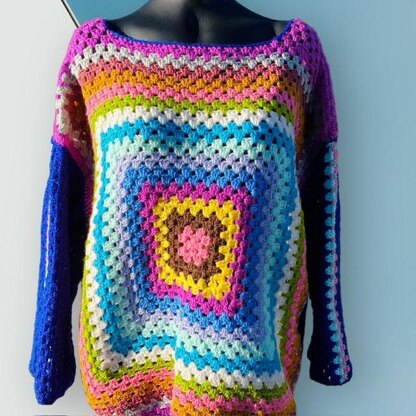 Oversized Granny Square Crochet Jumper