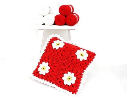 Puff Daisy Cushion in Hoooked RibbonXL - Downloadable PDF