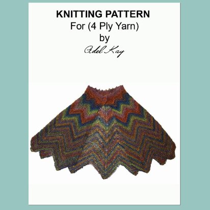 Darcy Vintage Style Chevron Cape Shrug Shawl 4ply Sock Yarn by Adel Kay