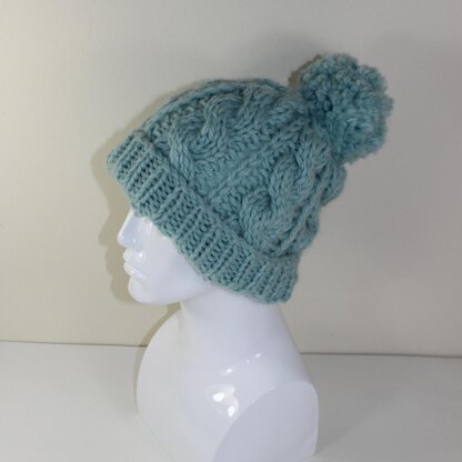 Super Chunky Cable Bobble Beanie Hat