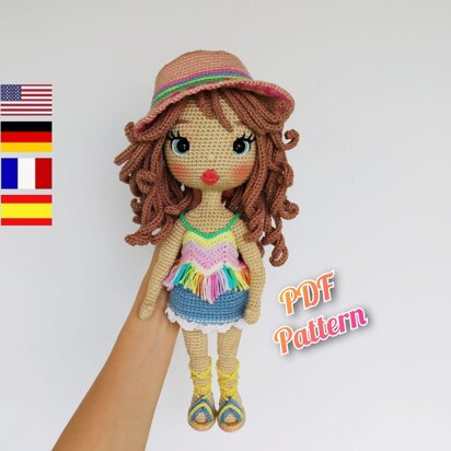 Amigurumi crochet doll pattern, Astrid doll pattern, Crochet doll with clothes (English, Deutsch, Français, Spanish /Español)