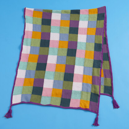 Paintbox Yarns Check Me Out Bed Throw (Free).