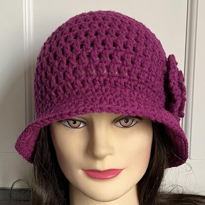 Cloche Hat with Double-Layered Flower